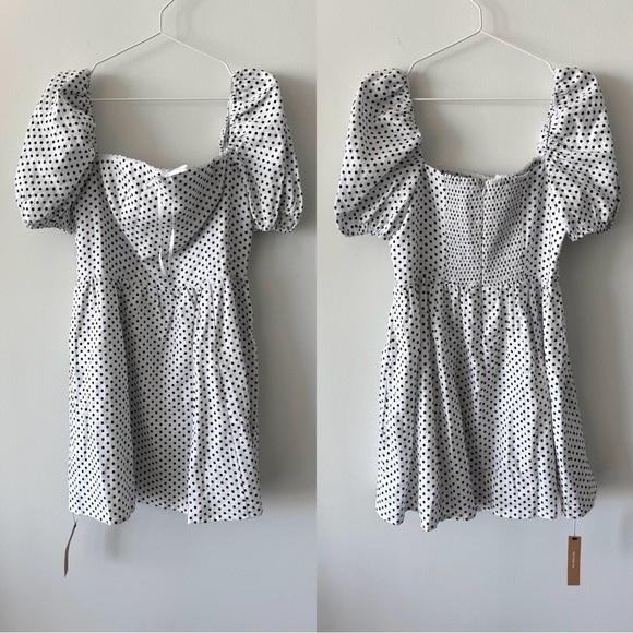 REFORMATION Malvina Linen Polka Dot Mini Dress - Picture 3 of 14